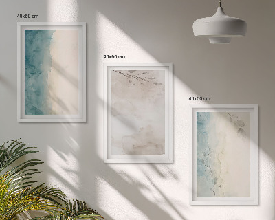 Three-piece wall art piece Subtle watercolor textures