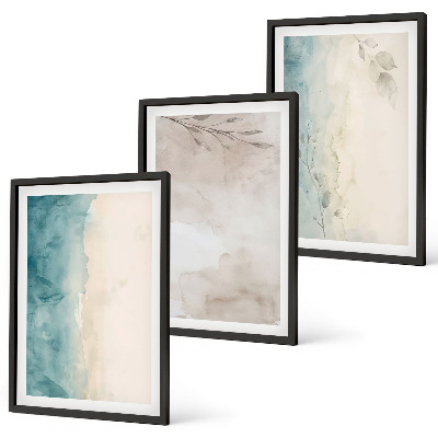 Three-piece wall art piece Subtle watercolor textures