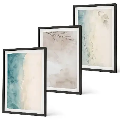 Three-piece wall art set with subtle watercolor textures