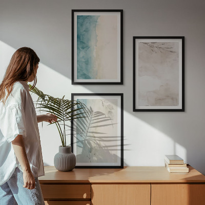 Three-piece wall art piece Subtle watercolor textures