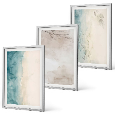 Three-piece wall art piece Subtle watercolor textures