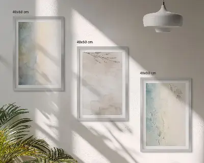 Set of 3 framed watercolor wall art prints delicate watercolor design on cardboard