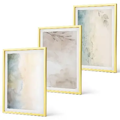 Set of 3 framed watercolor wall art prints delicate watercolor design on cardboard