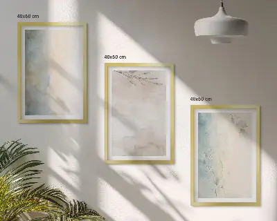 Set of 3 framed watercolor wall art prints delicate watercolor design on cardboard