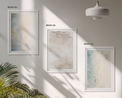 Set of 3 framed wall art pieces Delicate watercolor cardboards