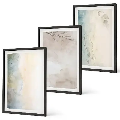 Set of 3 framed watercolor wall art prints delicate watercolor design on cardboard