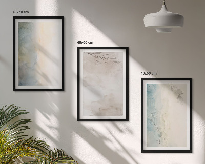 Set of 3 framed wall art pieces Delicate watercolor cardboards