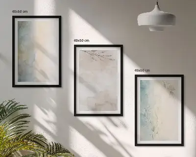 Set of 3 framed watercolor wall art prints delicate watercolor design on cardboard