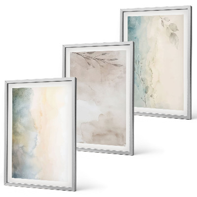 Set of 3 framed wall art pieces Delicate watercolor cardboards