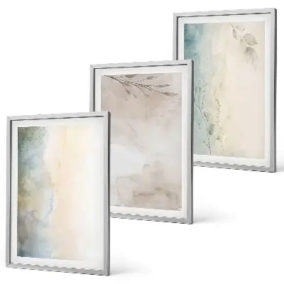 Set of 3 framed watercolor wall art prints delicate watercolor design on cardboard