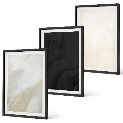 Set of 3 framed wall art pieces featuring structures in minimalist shades