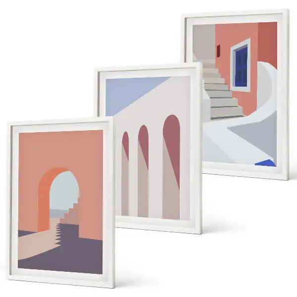 Wall art set Minimalist architectural illustrations