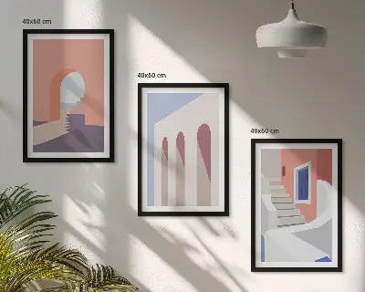 Wall art set Minimalist architectural illustrations