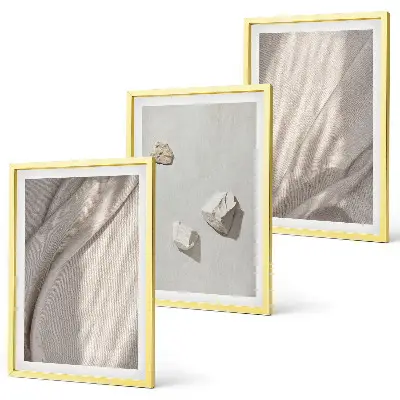 Three-piece wall art set boho structured close-up design