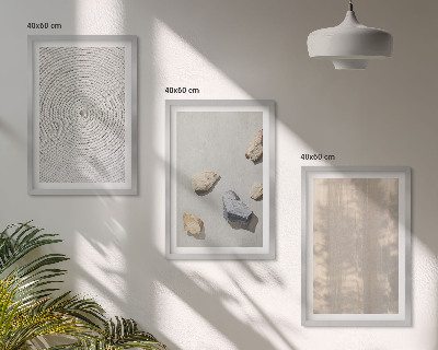 Set of 3 framed wall art pieces Boho natural textures structures