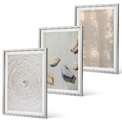Set of 3 framed wall art pieces Boho natural textures structures