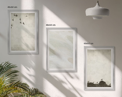 Three-piece wall art piece Birds rocks brush strokes decorations