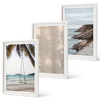 Set of 3 framed wall art pieces Summer sand seaside views
