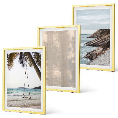 Set of 3 framed wall art pieces Summer sand seaside views