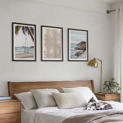Set of 3 framed wall art pieces Summer sand seaside views