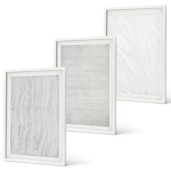 Set of 3 framed wall art pieces Bright sand pattern structures
