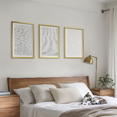 Set of 3 framed wall art pieces Bright sand pattern structures