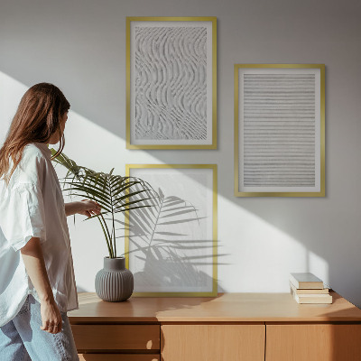 Set of 3 framed wall art pieces Bright sand pattern structures