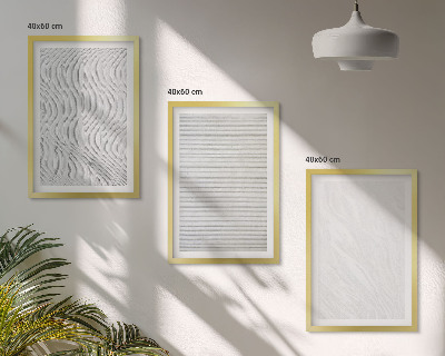 Set of 3 framed wall art pieces Bright sand pattern structures
