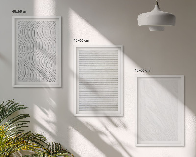 Set of 3 framed wall art pieces Bright sand pattern structures