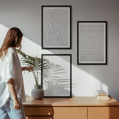 Set of 3 framed wall art pieces Bright sand pattern structures