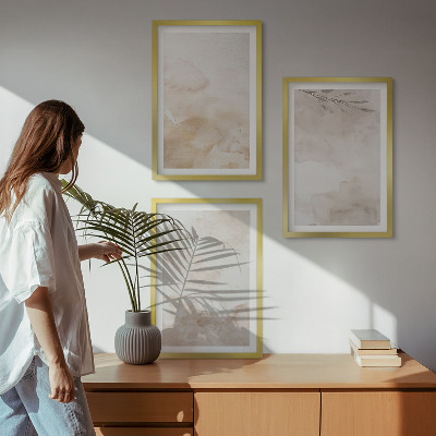 Wall art set Watercolor pastel leaves