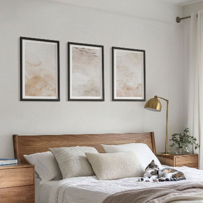 Wall art set Watercolor pastel leaves