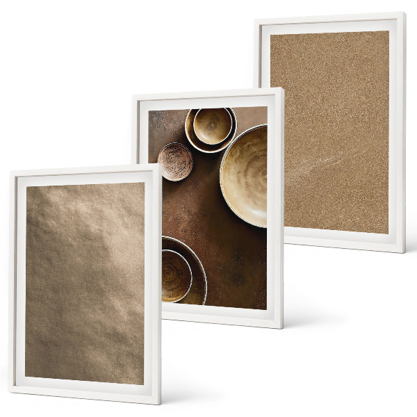 Three-piece wall art piece Minimalist stone structures