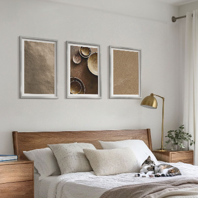 Three-piece wall art piece Minimalist stone structures