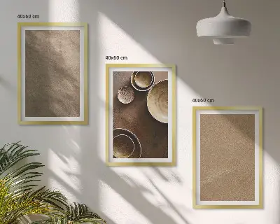 Minimalist stone structures wall art three-piece set