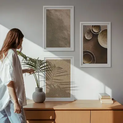 Minimalist stone structures wall art three-piece set