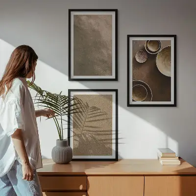 Minimalist stone structures wall art three-piece set