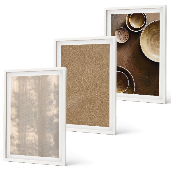 Set of 3 framed wall art pieces Minimalist texture structures