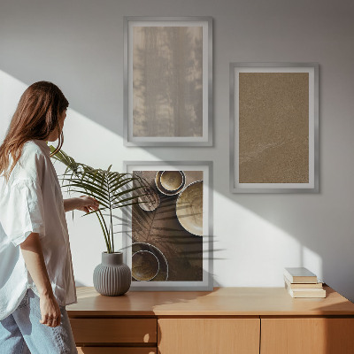 Set of 3 framed wall art pieces Minimalist texture structures