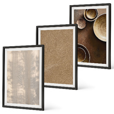 Set of 3 framed wall art pieces Minimalist texture structures
