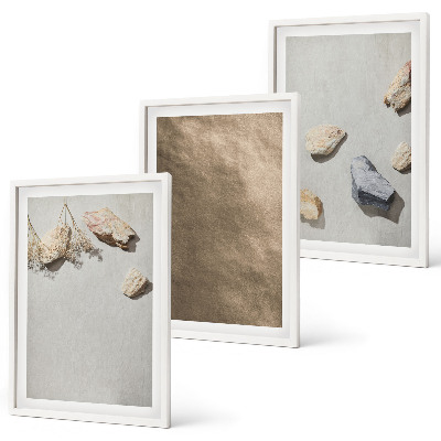 Three-piece wall art piece Stones beach natural structures