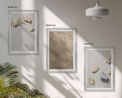 Three-piece wall art piece Stones beach natural structures