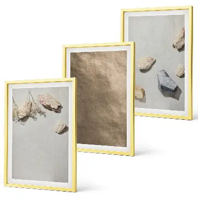Three-piece wall art set stones and natural beach structures