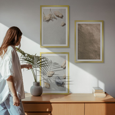 Three-piece wall art piece Stones beach natural structures