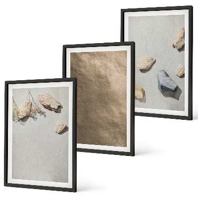 Three-piece wall art piece Stones beach natural structures