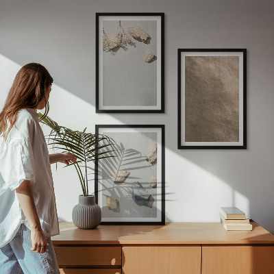 Three-piece wall art piece Stones beach natural structures