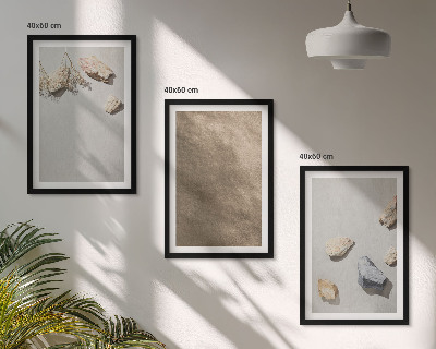 Three-piece wall art piece Stones beach natural structures