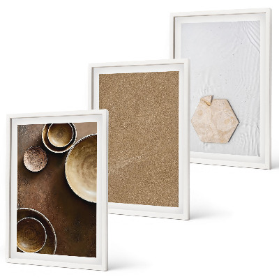 Set of 3 framed wall art pieces Minimalist textures and colors