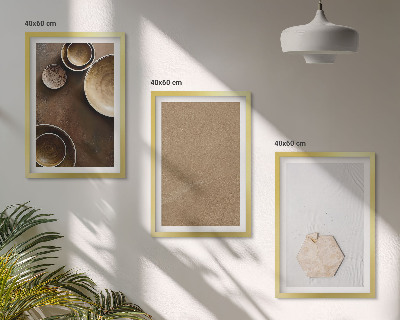 Set of 3 framed wall art pieces Minimalist textures and colors