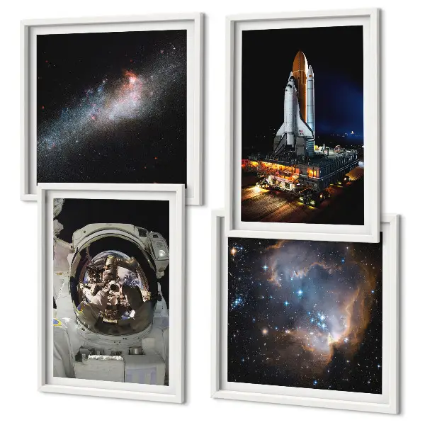 Astronauts landing on the Moon set of four wall art pieces